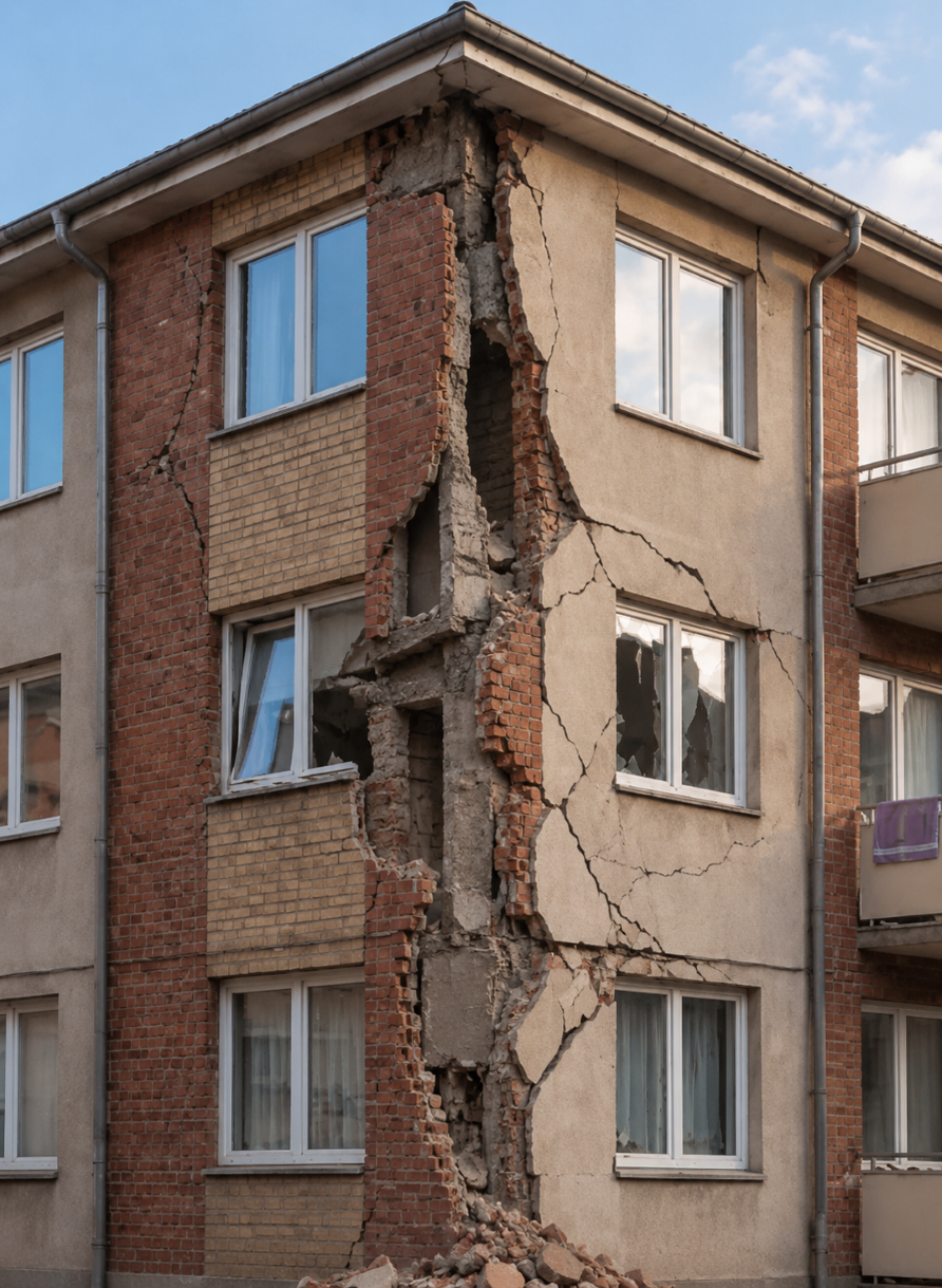 Más de la mitad de fachada afectada